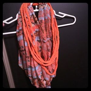 Orange and Aztec print scarf!